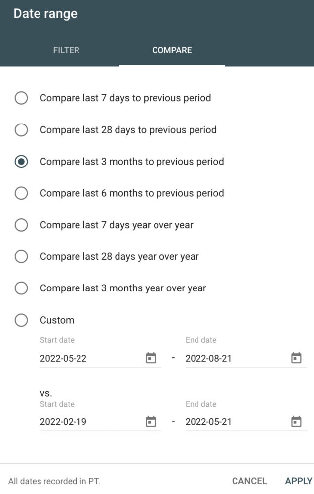 Compare Your Search Performance