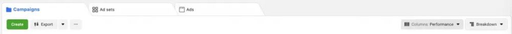 Facebook Ads Manager column tab