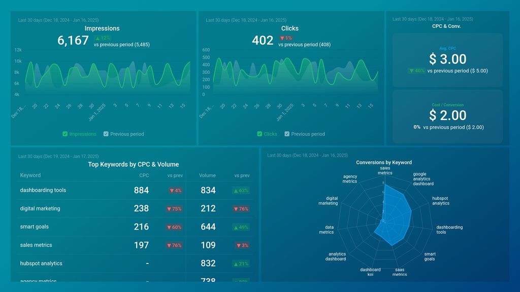 PPC Performance Overview Dashboard Template