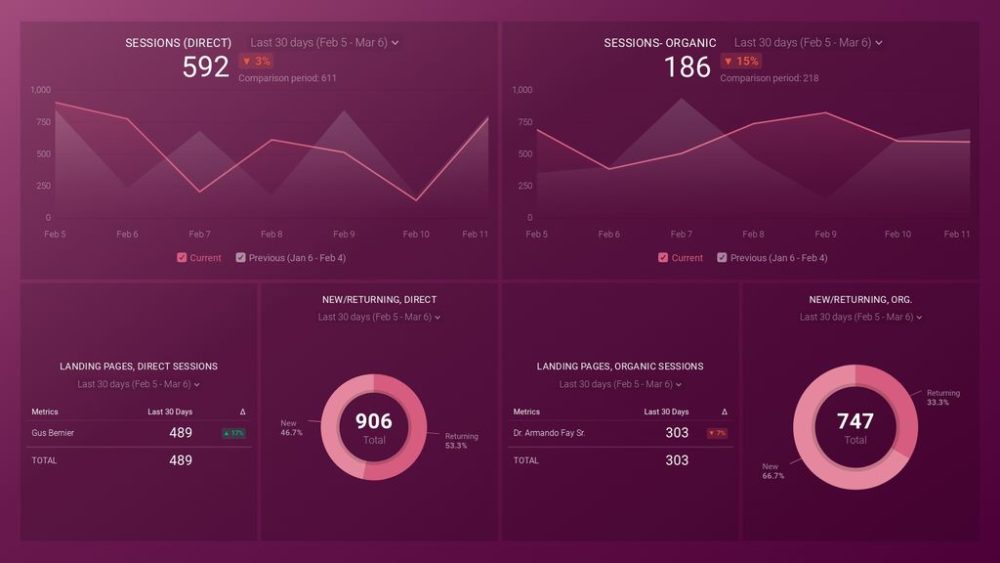 organic vs paid traffic dashboard