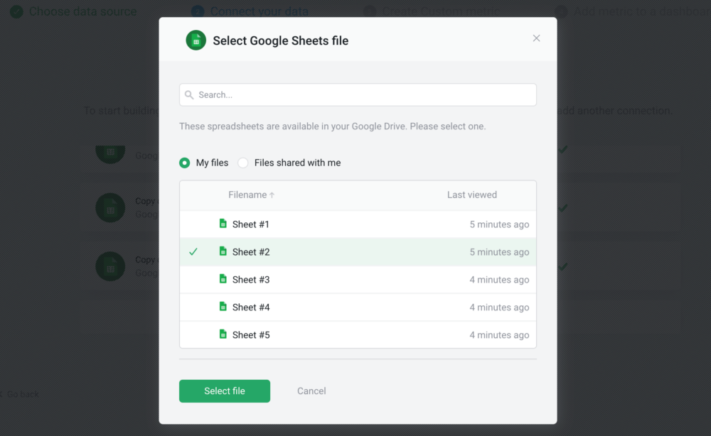 How to Create a Dashboard in Google Sheets in 3 Easy Steps - choosing a sheet